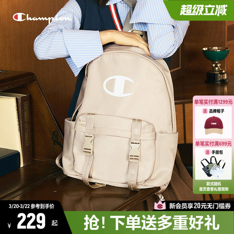 Champion冠军双肩包女2026年春季书包初中生高中生男帆布包大容量
