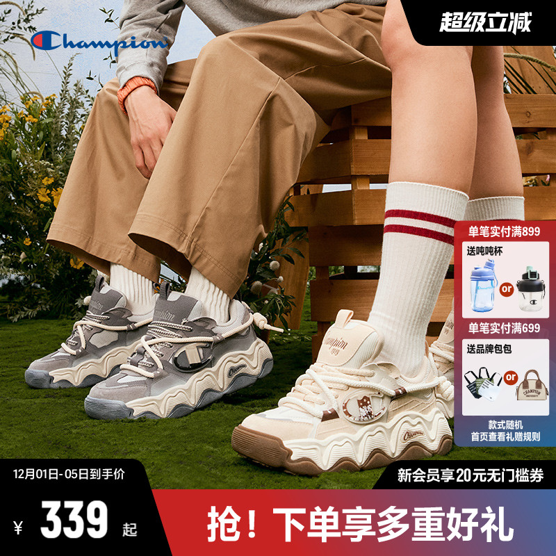 Champion冠军绑带面包鞋女厚底板鞋2025年秋冬新款情侣休闲运动鞋