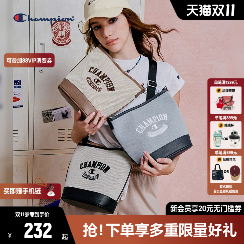 Champion时尚单肩包大容量水桶包