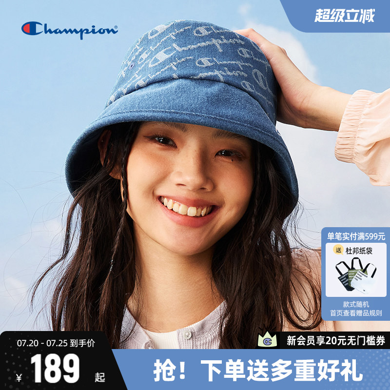 Champion冠军渔夫帽女夏季帽子防紫外线时尚遮阳防晒帽盆帽圆顶