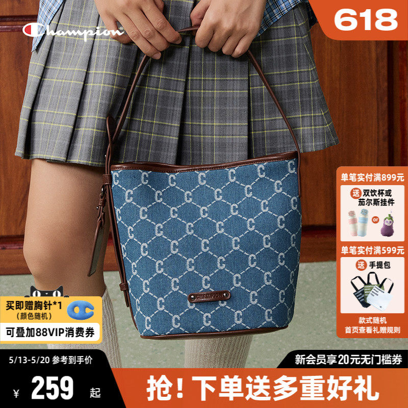 Champion冠军水桶包包单肩斜挎包2026春夏新款女通勤钻C发财桶