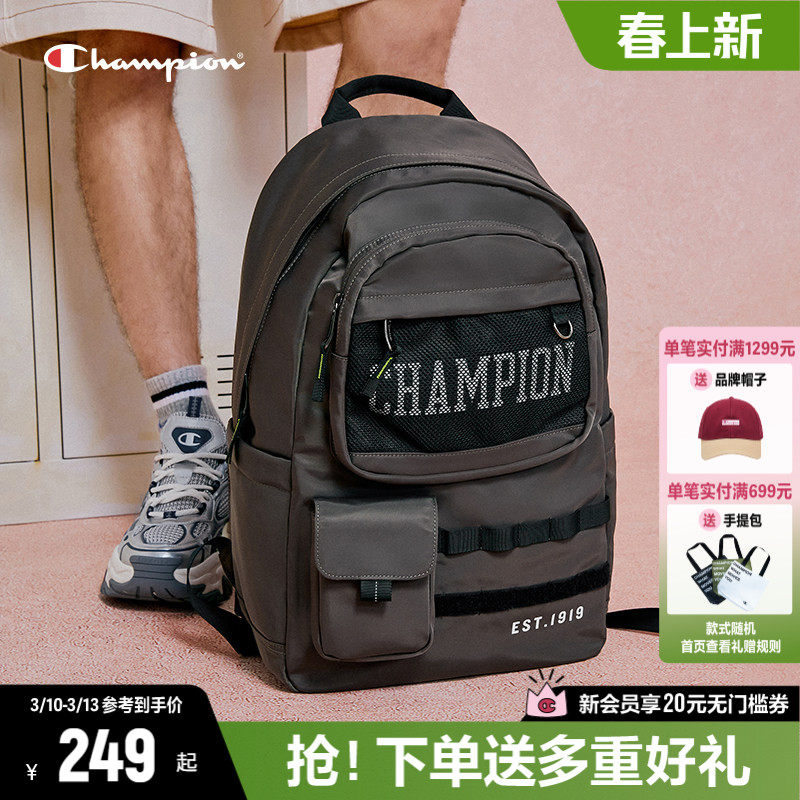 Champion冠军双肩包女2026春季新款帆布包书包运动旅游户外背包男