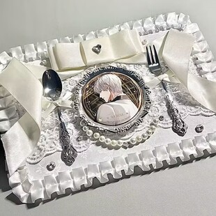 梦幻餐盘痛板多款式材料扎包蕾丝谷美原创丝带背景装饰