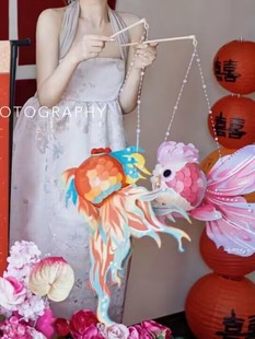 小红书金鱼灯中式晨袍结婚拍照古风道具国潮锦鲤影楼摄材料包