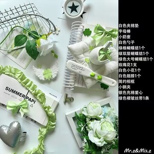 质感出众ins风绿白粉套装 摆拍道具营业图周边高级感高质姐摆拍摄