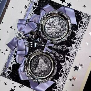 双餐盘材料包蝴蝶结痛板定制谷美复古谷美扎梦幻丝带背景痛Diy