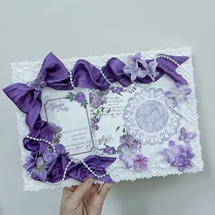 浅紫色痛包diy装 背景道具 饰物材料银色春日配饰扎板扎痛拍谷套装