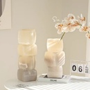 艺术花瓶玻璃高级感法式 饰品客厅插花琉璃摆件 中古创意几何餐桌装