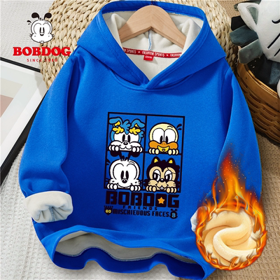 巴布豆男童加绒加厚冬季连帽卫衣