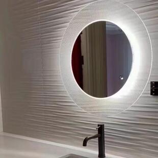 意式劳芬亚克力框led灯发光智能镜卫生间浴室镜圆镜子梳妆化妆镜