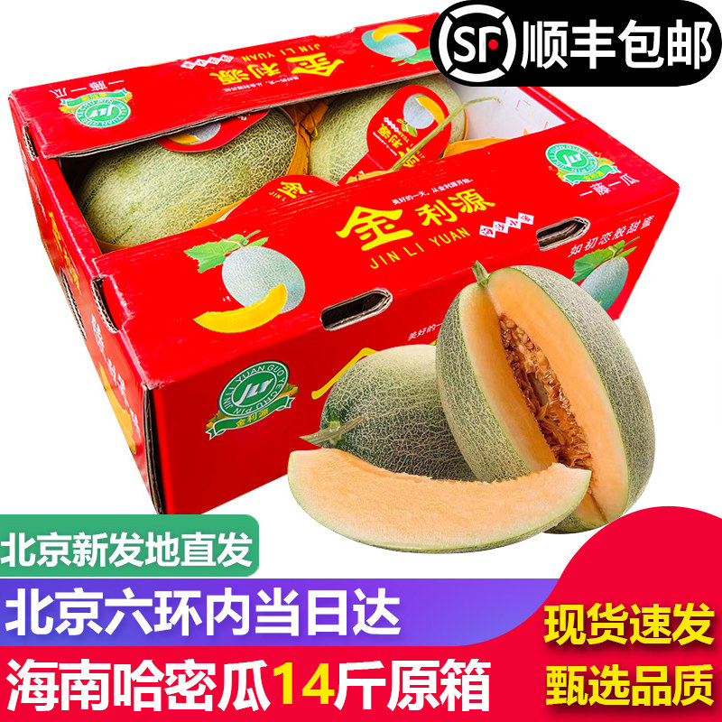 【顺丰包邮】海南哈密瓜脆甜14斤原箱新鲜水果网纹瓜西州蜜