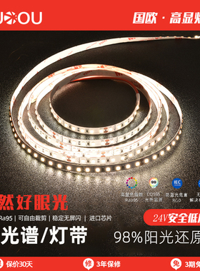 国欧全光谱COB高显灯带超亮24V低压客厅无频闪自粘流水led线条灯
