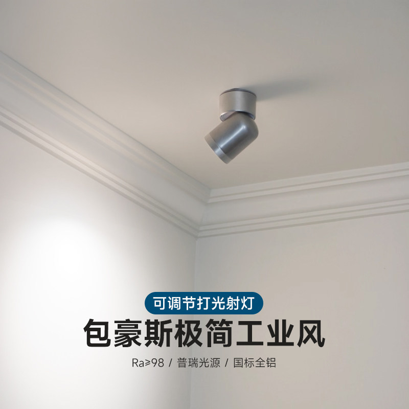 包豪斯明装悬浮射灯工业风过道客厅天花灯高显护眼可调角度吸顶灯,家装灯饰光源,明装射灯,淘宝优惠券,粉丝福利购,淘宝优惠卷