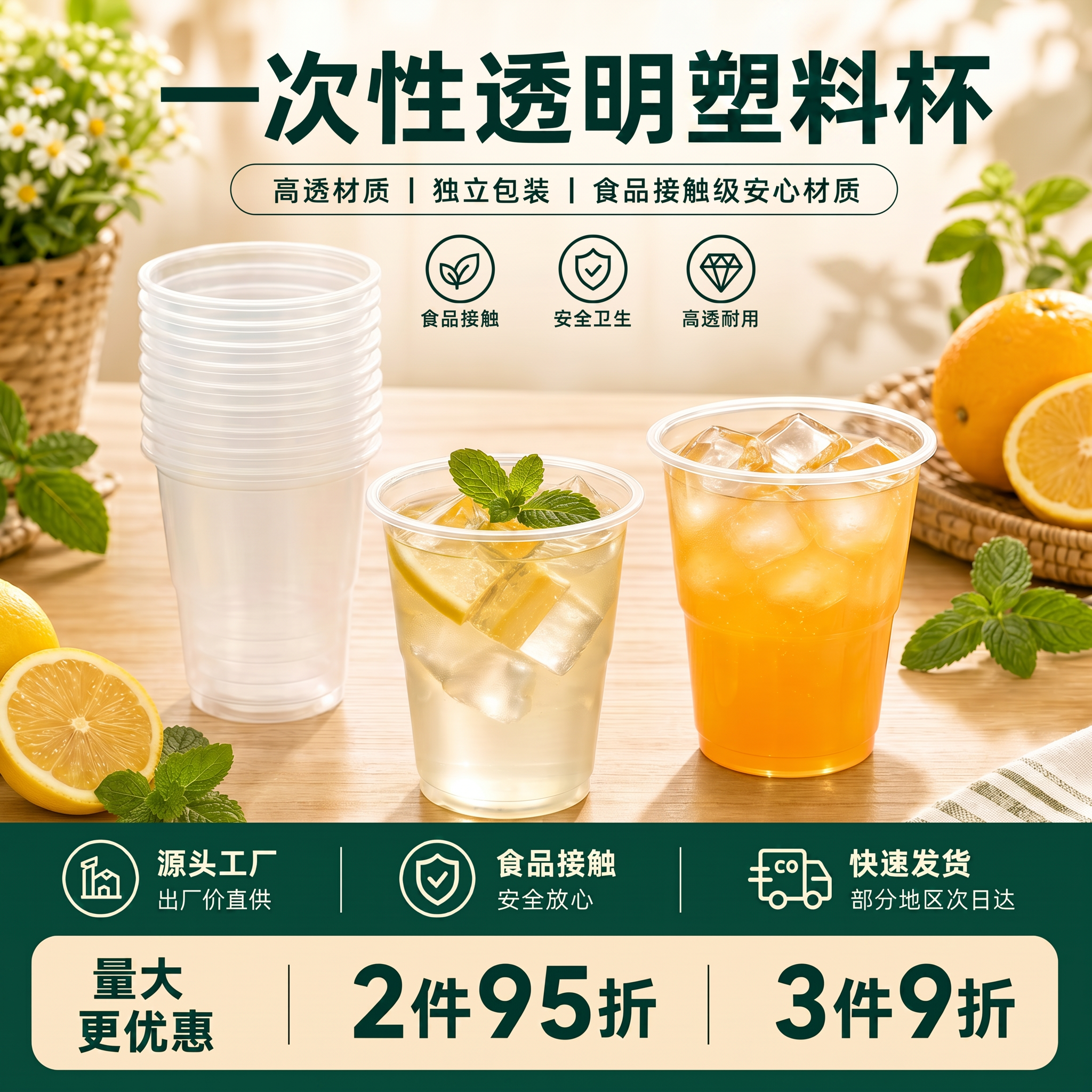 商超同款加厚一次性杯子耐高温