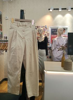 monki浅黄色通勤OL休闲裤长裤商场撤柜品牌