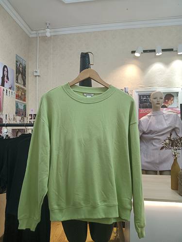 monki亮绿色圆领套头长袖宽松卫衣商场撤柜品牌