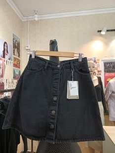monki黑色深灰色牛仔A字裙短裙半身裙商场撤柜品牌