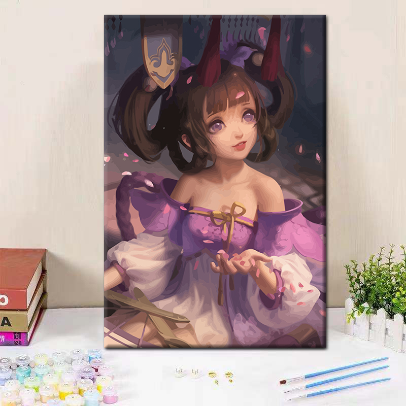 王者荣耀小乔皮肤diy数字油画游戏人物图手工填充手绘涂色装饰画