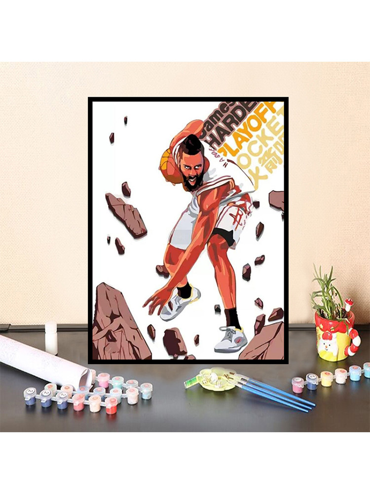 画画diy数字油画哈登手绘nba篮球填充手工填色油彩涂鸦绘画礼物