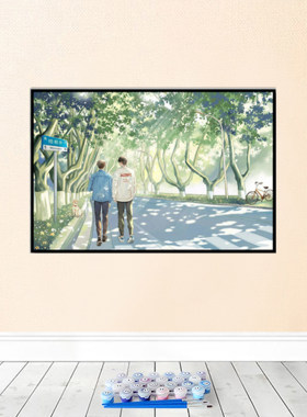 手绘diy数字油画小画王丙烯