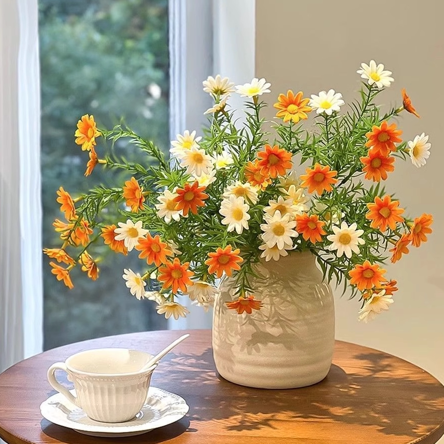 小雏菊仿真花客厅摆设餐桌花玄关装饰花束绢花艺摆件假花拍照道具