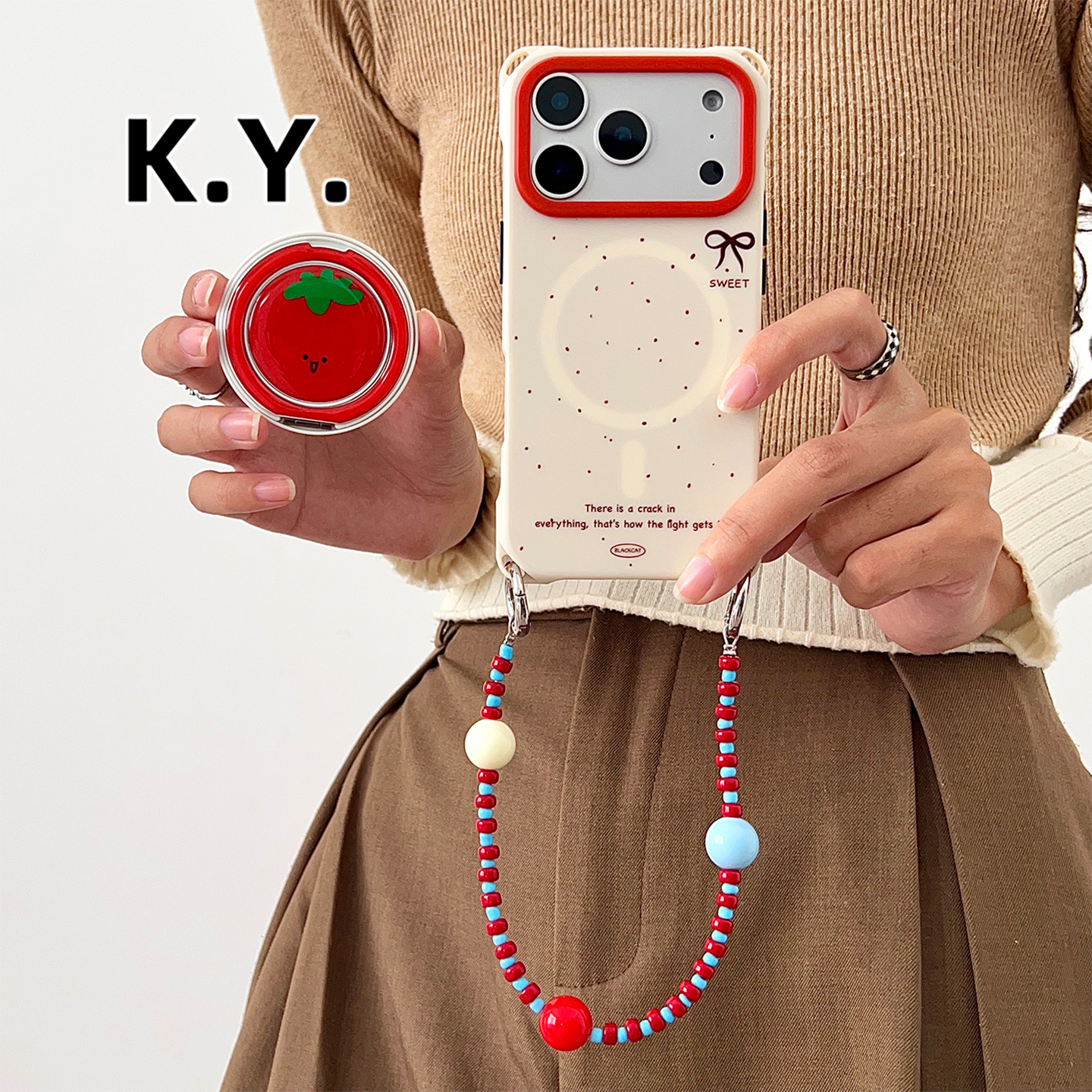 番茄磁吸支架手机壳带挂绳适用于苹果17promax华为PURA70PRO背带斜挎iphone14PROMAX手提手腕VIVOX200ULTRA