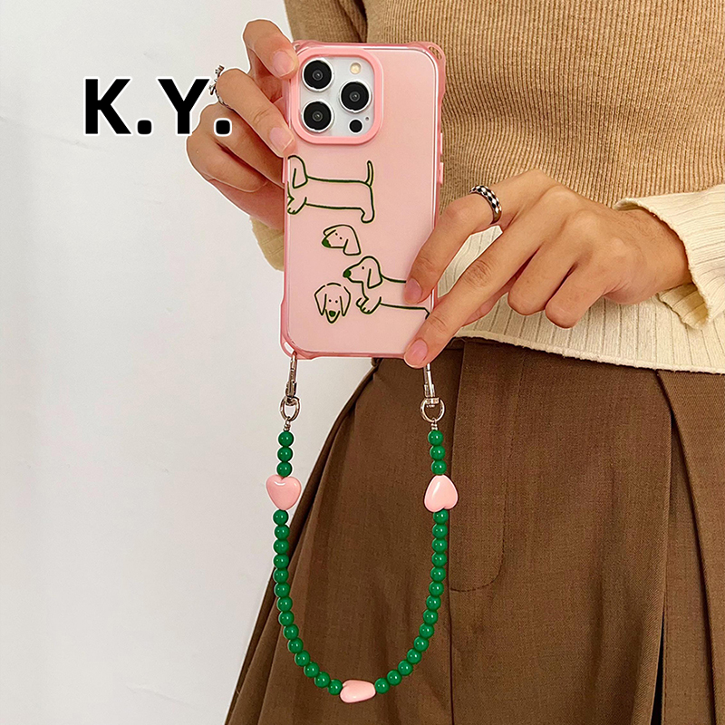 可爱腊肠狗适用于iPhone16promax挂绳手机壳华为mate70pro+可手提斜挎x200四角开孔Pura70pro防摔小米15ultra