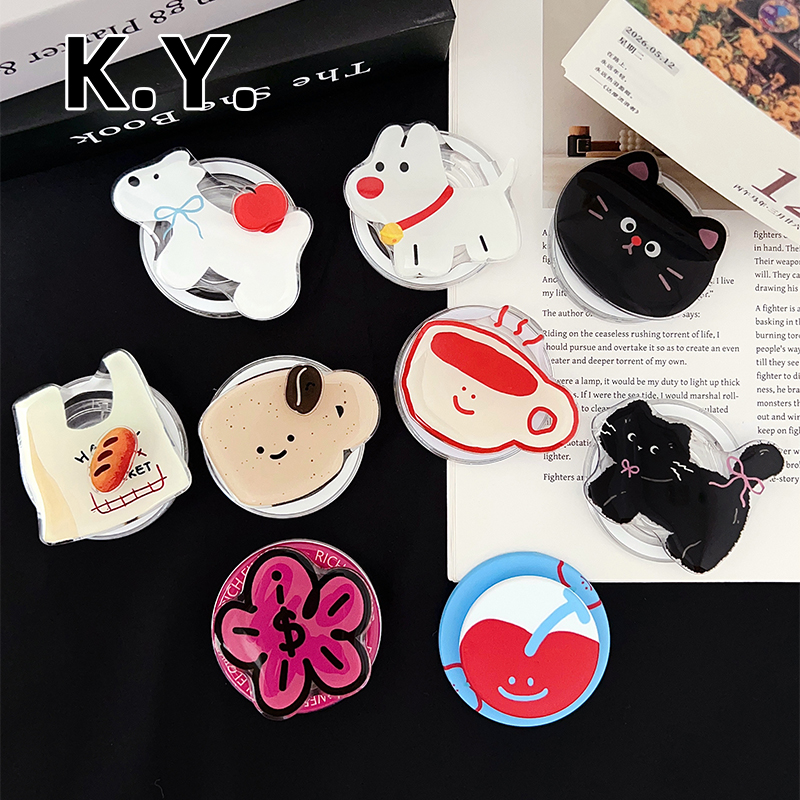 卡通可爱磁吸支架可拆卸MagSafe手机壳磁吸气囊支架桌面懒人追剧