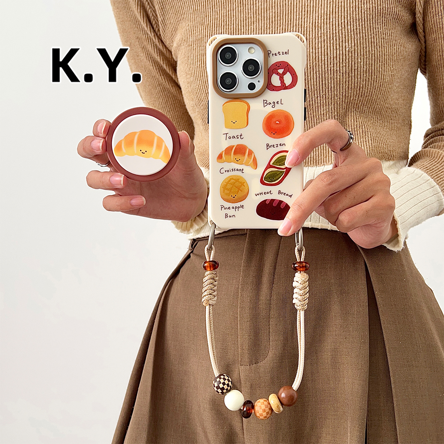 牛角包磁吸支架手机壳带挂绳适用于苹果16pro华为PURA70/80背带斜挎iphone17PROMAX手腕手提MATE70pro保护套