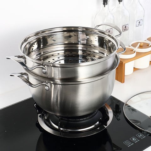 升级版特厚汤蒸锅不锈钢单层二层蒸锅汤锅奶锅煮粥锅火锅