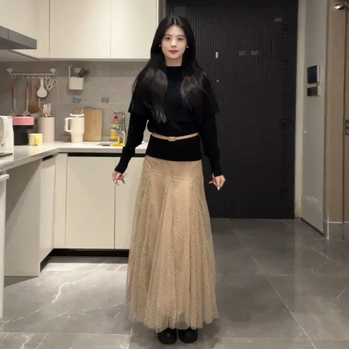 法式高级感波点连衣裙子女冬季2026年新款巨好看冬装两件套装