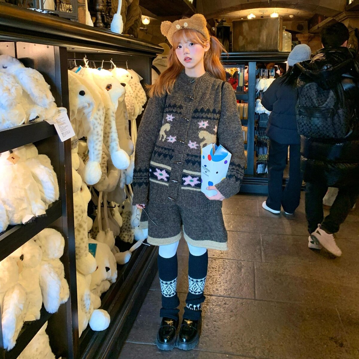 新年穿搭费尔岛毛衣连衣裙子女秋冬季千金慵懒风针织套装短裙