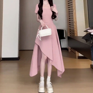 高级感黑色连衣裙子女夏季 小个子巨好看漂亮掐腰长裙 2026新款