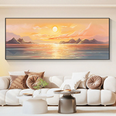 画沙发背景墙挂画 日出东方客厅装 饰画 画现代简约山水风景大幅横