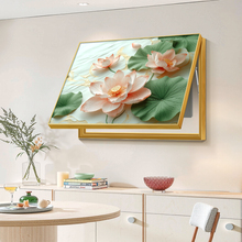 荷花横版电表箱挂画荷气生财餐厅壁画电闸开关盒免打孔遮挡装饰画