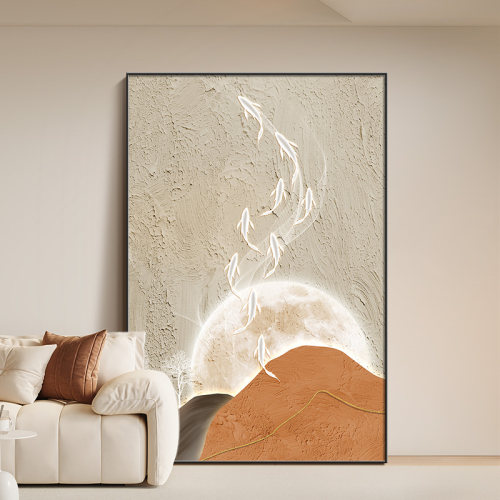 九鱼聚财现代简约客厅装饰画