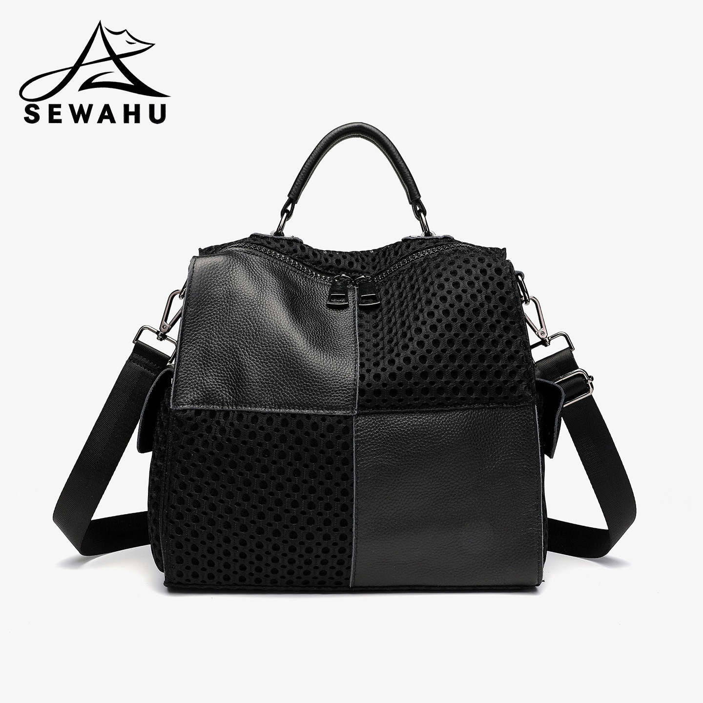 SEWAHU拼皮双肩包2026秋季上新款