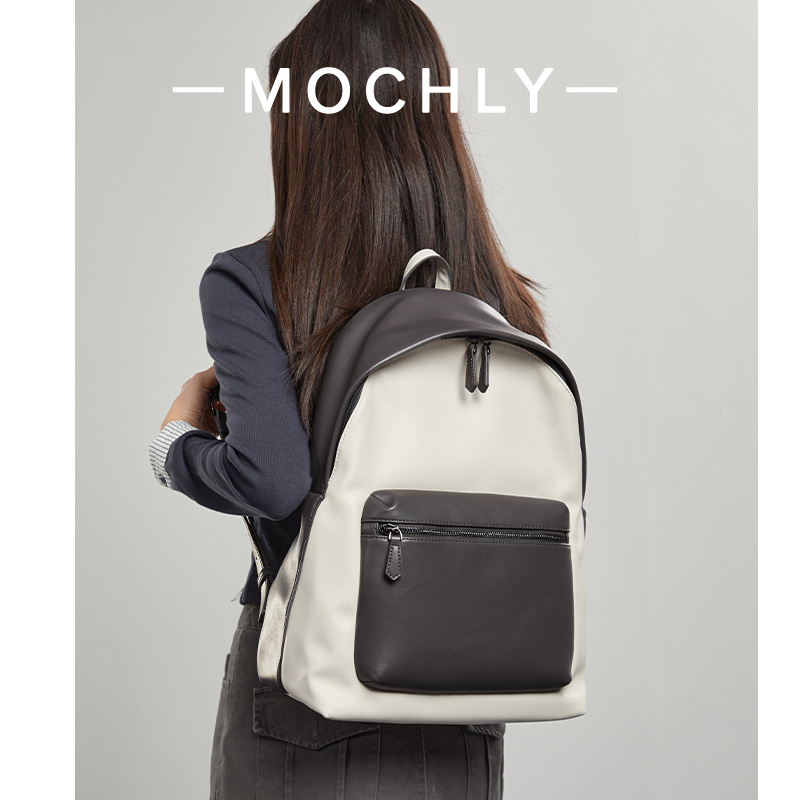 休闲双肩包女2025新款大容量通勤皮质电脑背包学生设计感小众书包