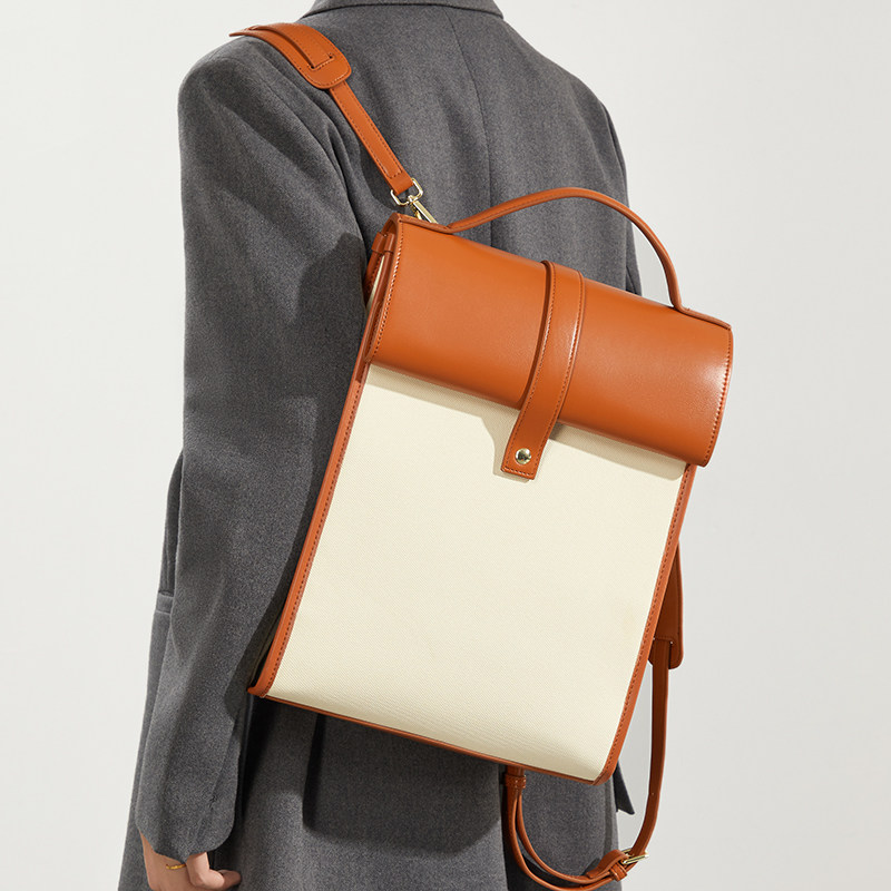 设计感小众女士上班通勤电脑双肩背包2026新款高级皮质旅行女书包