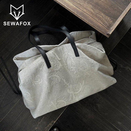 SEWAFOX秋冬新款刺绣托特包