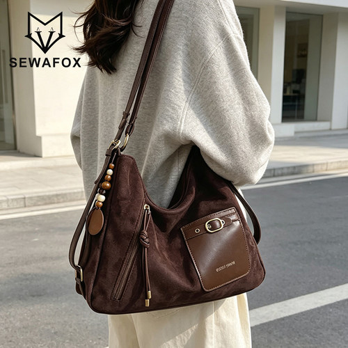SEWAFOX麂皮双肩包慵懒通勤女包