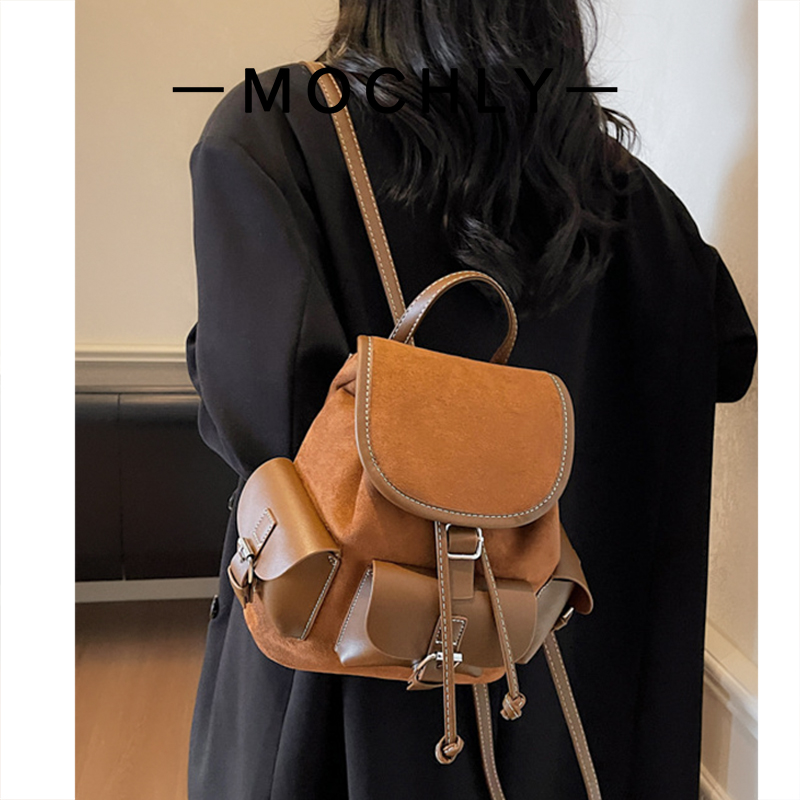 秋冬皮质通勤女双肩包2025新款时尚百搭上班小背包麂皮绒小式书包