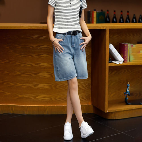 复古五分直筒牛仔裤女士2026夏季薄款高腰宽松舒适显瘦阔腿中裤子