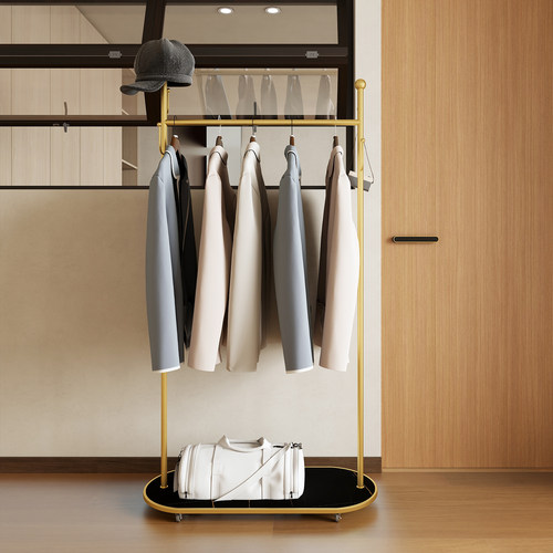 奶油风衣帽架卧室现代可移动金属