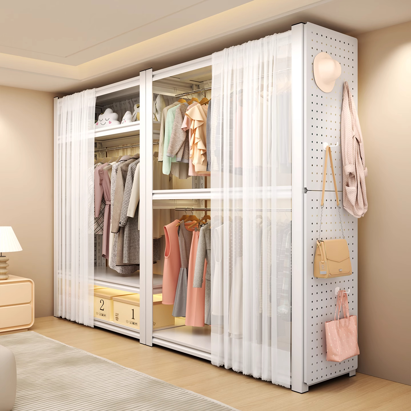 2025爆款货架衣柜简易组装家用卧室出租房衣帽间钢制金属框架衣架