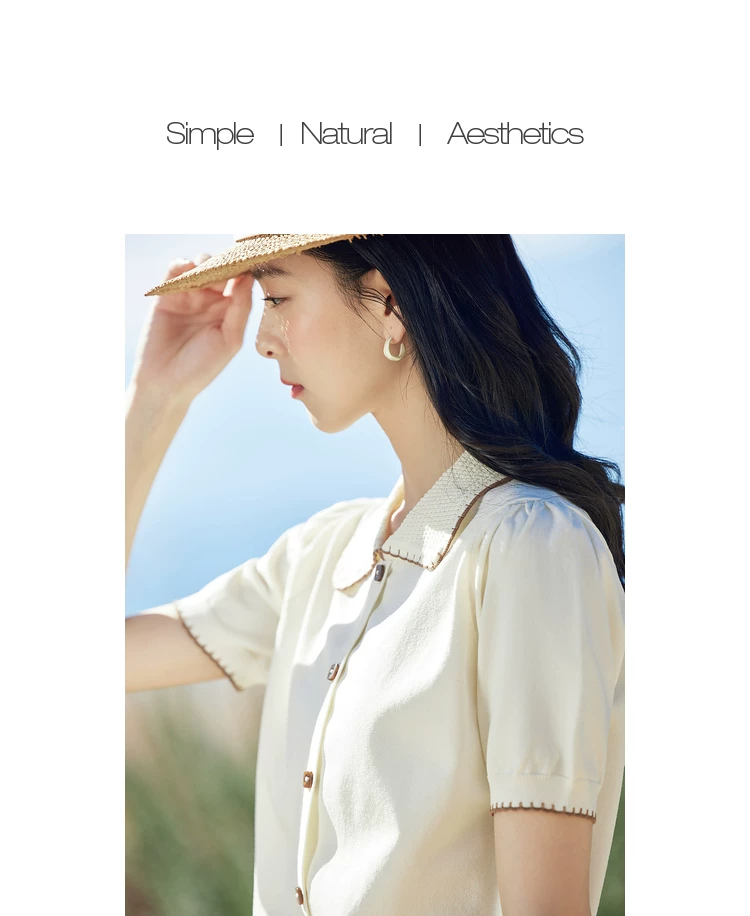 冰爽丝凉感撞色边翻领针织上衣女士2025年夏新款宽松别致小衫