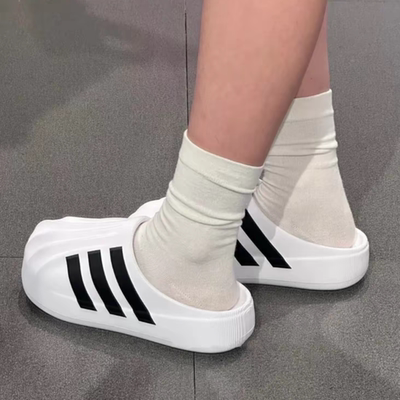 潮牌平替夏季男女款拖鞋外穿经典三杠贝壳头厚底防滑网红情侣凉拖