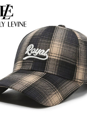 EMILY LEVINE格子棒球帽男女情侣款春秋刺绣鸭舌帽防晒遮阳帽