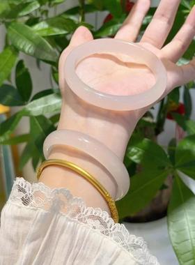 纯天然玉髓玛瑙白月光高冰女手镯