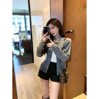 小香风水洗牛仔外套女